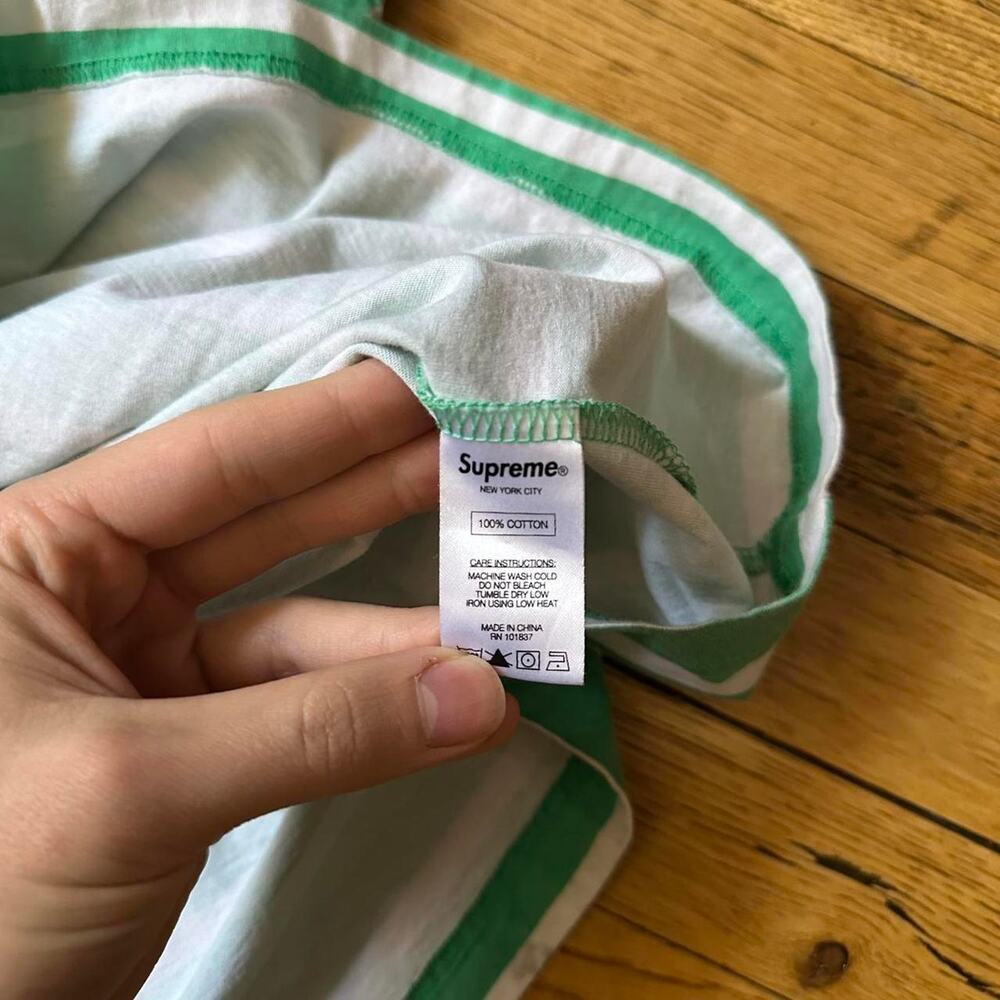 Supreme Green Striped Logo Spellout Basic Longsle… - image 6